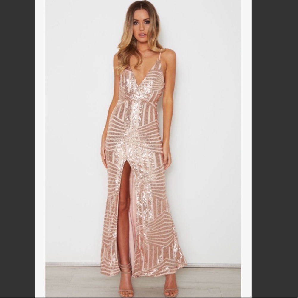 Rose gold sequin maxi